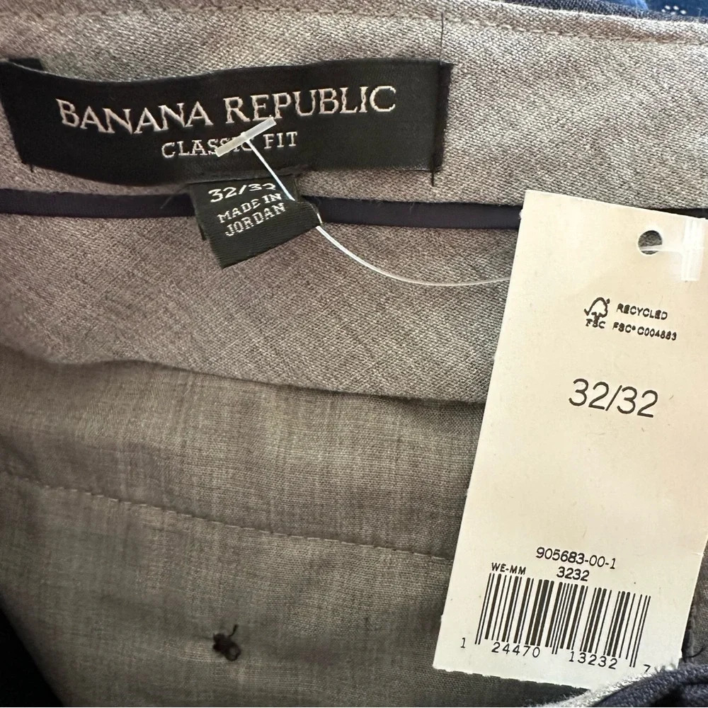 NWT Banana Republic Mens 32/32 Navy Blue Classic Fit Wool Dress Pants Career New - Picture 8 of 8